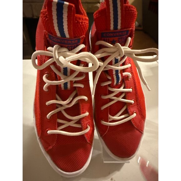 Converse Chuck Taylor All Star High-Top Sneakers Red/White/Blue Striped Accents - Picture 8 of 12